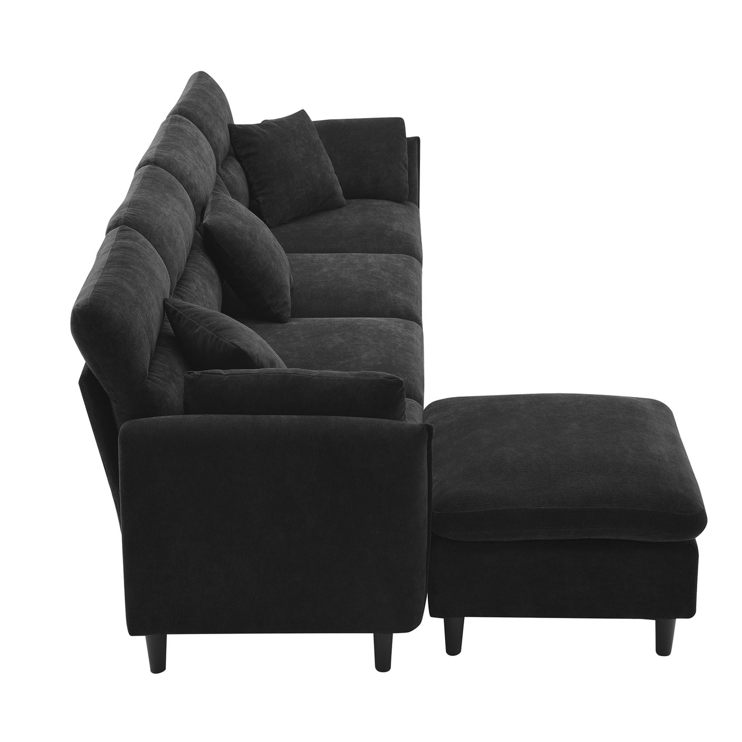 110*62" Modern Convertible Sectional Sofa,L-shaped Reversible Couch Set with Free Pillows,5 Seat Cloud Chenille Indoor Furniture with Ottoman for Living Room,Apartment,3 Colors