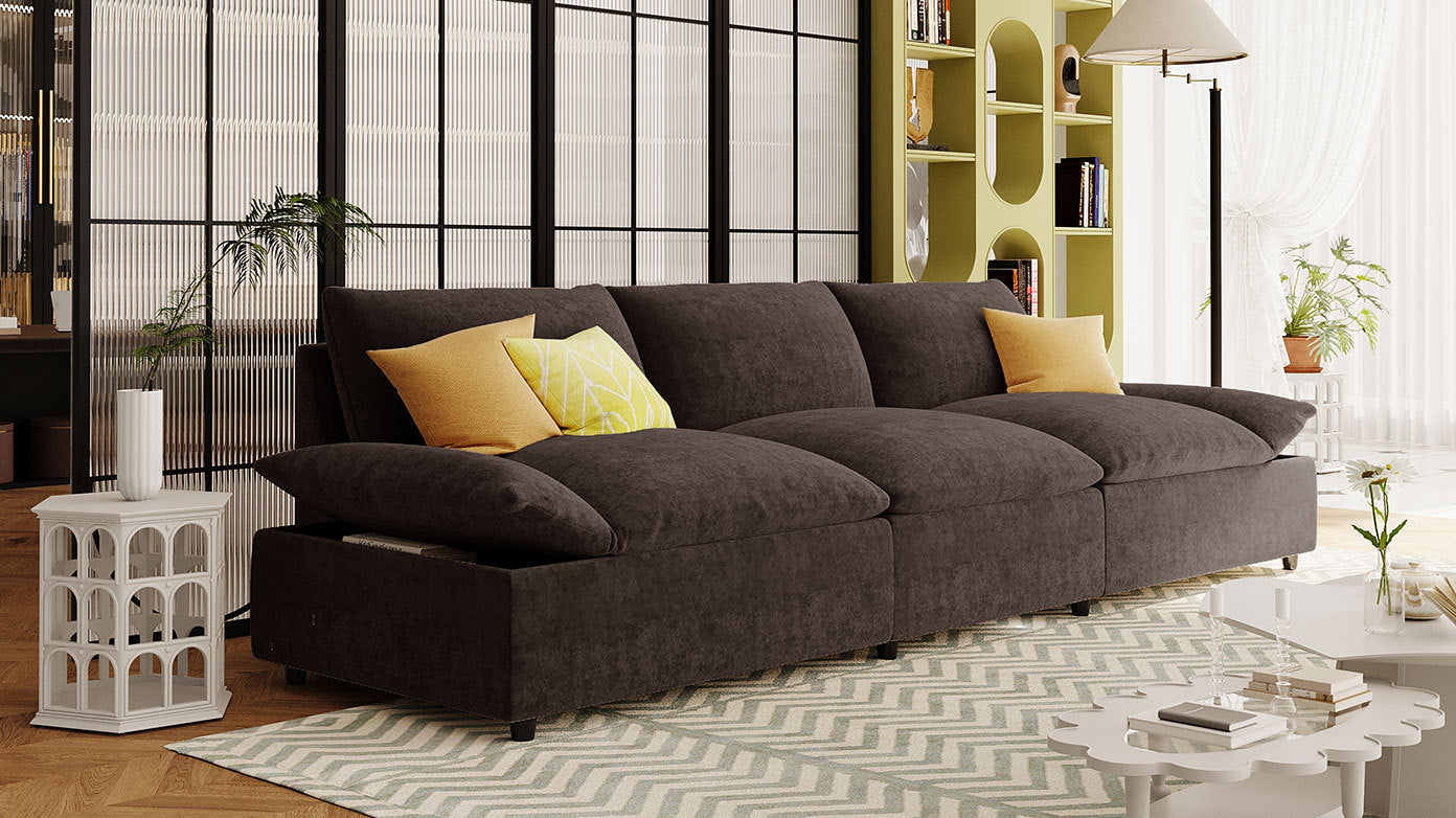 119.5'' 3 Seater Sofa with 2 Storage Units , for Living Room, Office, Apartment