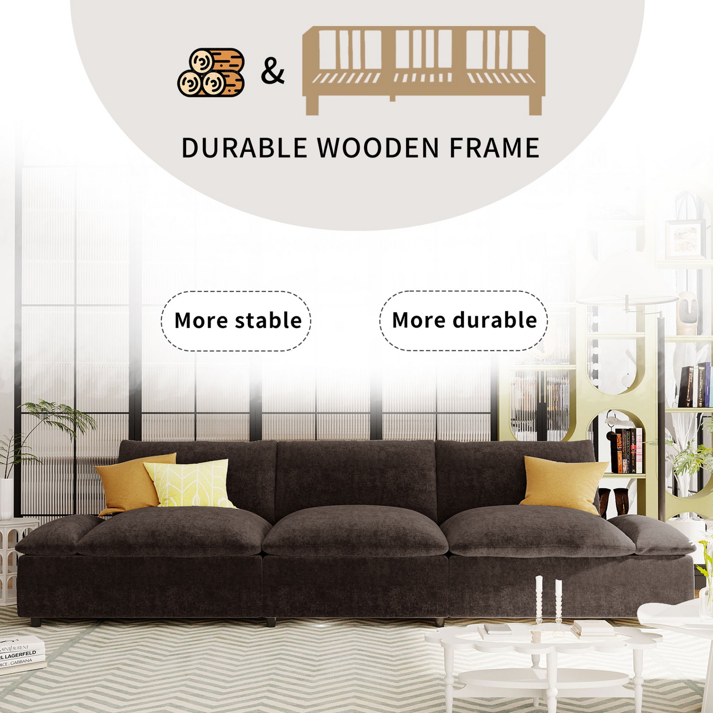 119.5'' 3 Seater Sofa with 2 Storage Units , for Living Room, Office, Apartment