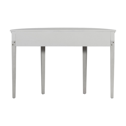 Distinctive Features of Pine Veneer Console Table with Vertical Stripe Drawer Fronts and Four Legs