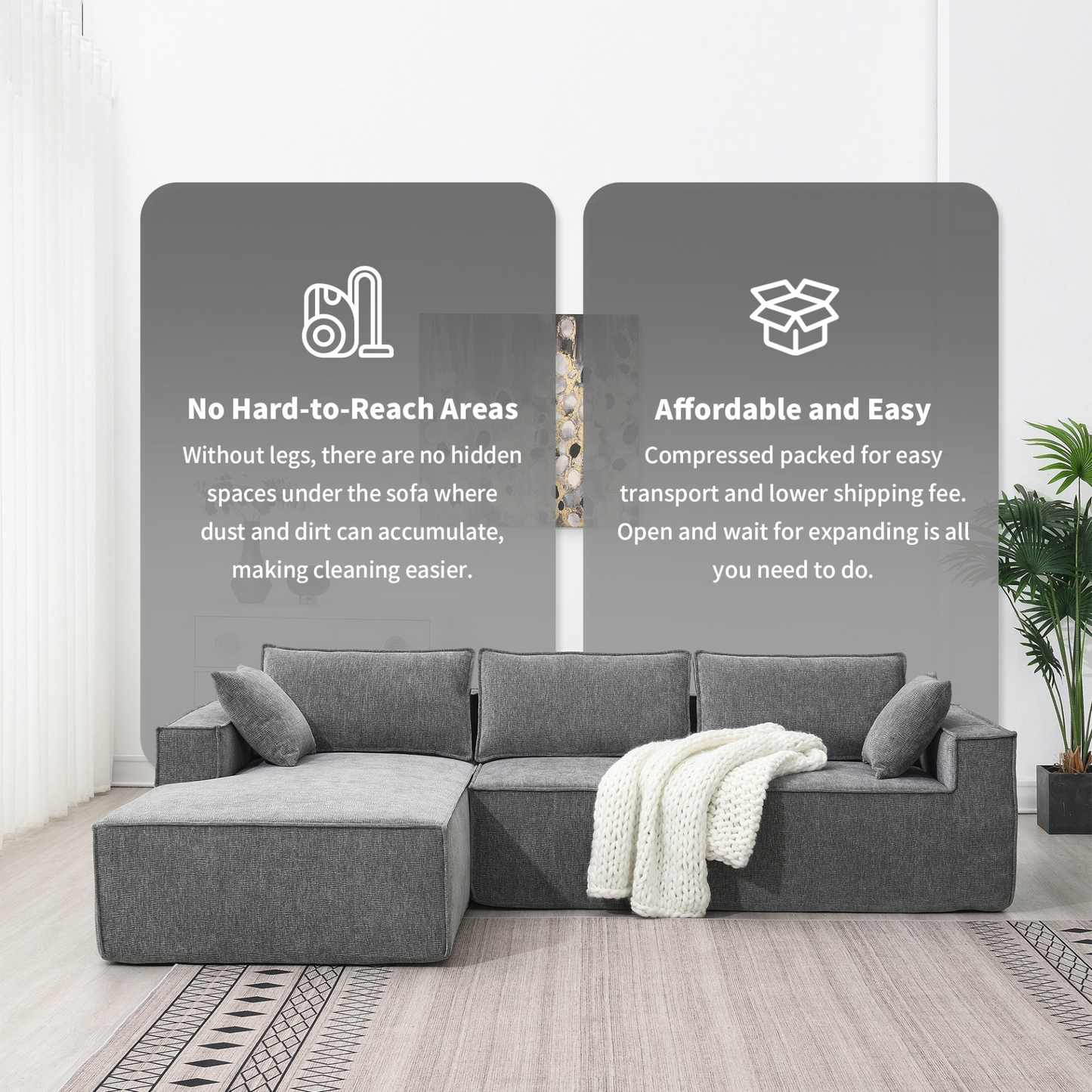 111.5*72"Minimalist Style Modular Sectional Sofa,Wrinkle-resistant Chenille Couch Set,L-Shaped Sleeper Sofa Bed for Living Room,2 PIC Free Combination,No Assembly Require,3 Colors