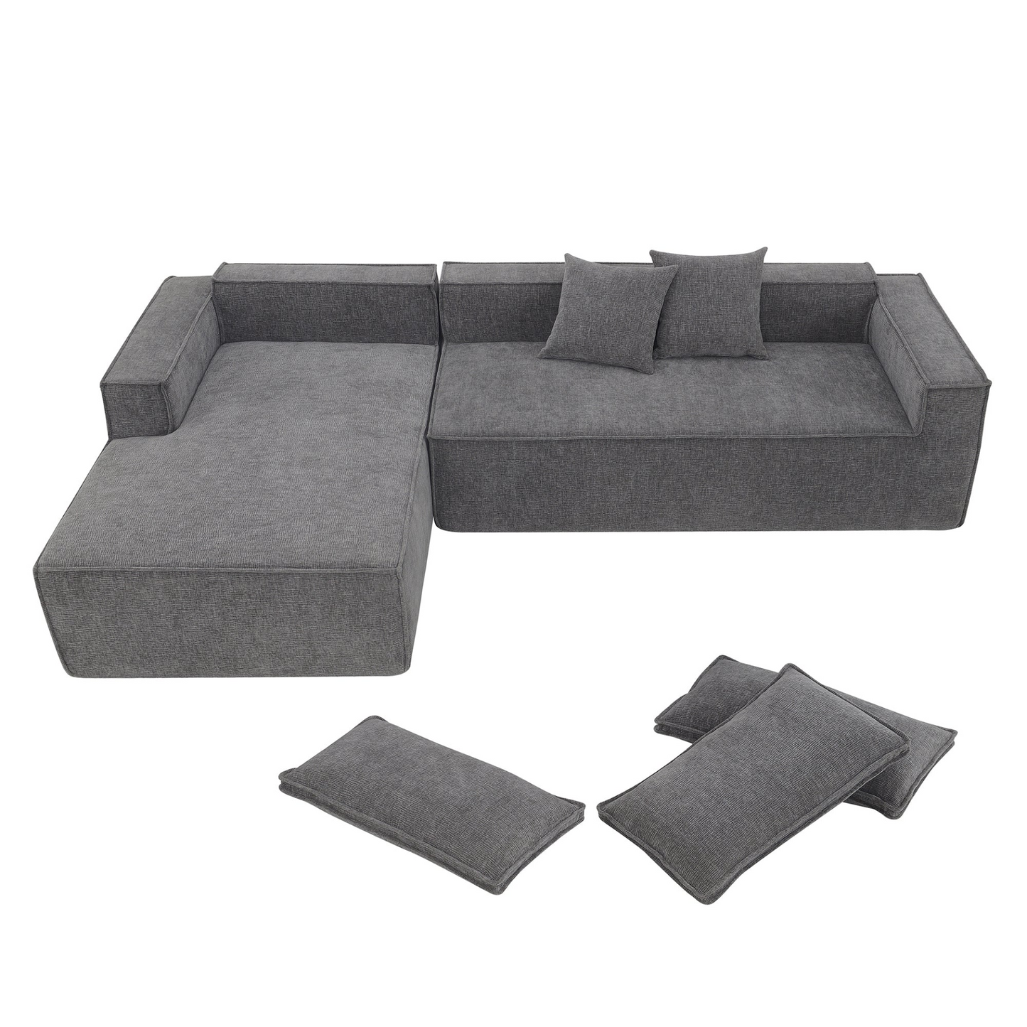 111.5*72"Minimalist Style Modular Sectional Sofa,Wrinkle-resistant Chenille Couch Set,L-Shaped Sleeper Sofa Bed for Living Room,2 PIC Free Combination,No Assembly Require,3 Colors