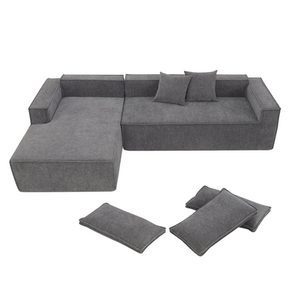 111.5*72"Minimalist Style Modular Sectional Sofa,Wrinkle-resistant Chenille Couch Set,L-Shaped Sleeper Sofa Bed for Living Room,2 PIC Free Combination,No Assembly Require,3 Colors