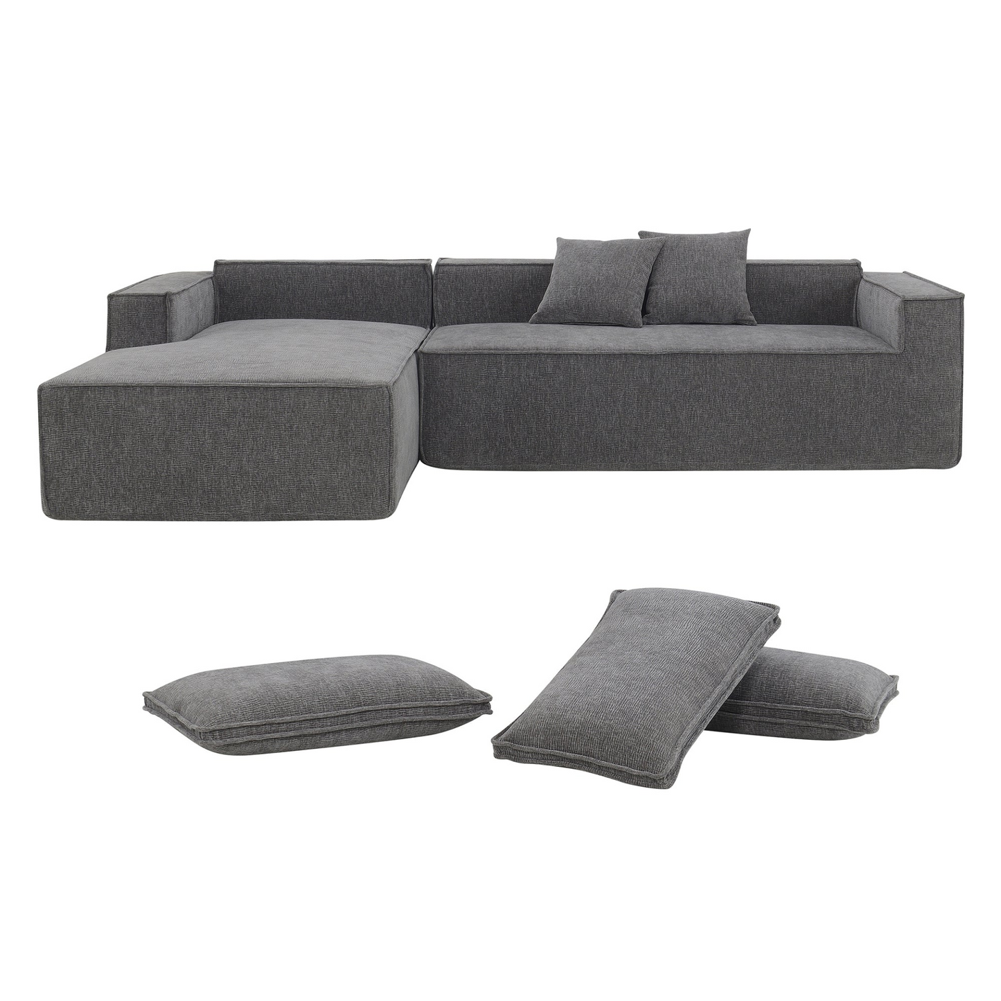 111.5*72"Minimalist Style Modular Sectional Sofa,Wrinkle-resistant Chenille Couch Set,L-Shaped Sleeper Sofa Bed for Living Room,2 PIC Free Combination,No Assembly Require,3 Colors