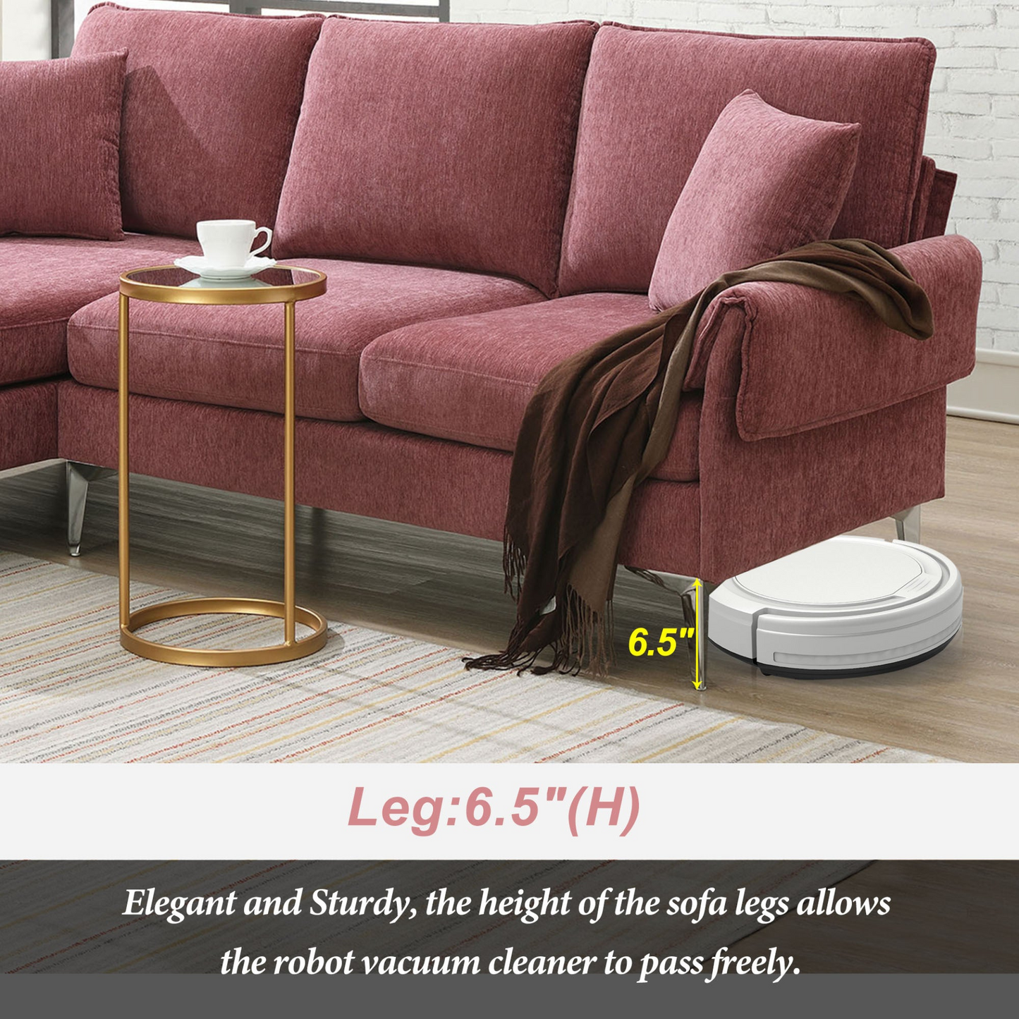 84 "Modern Chenille L-Shaped Sofa with Reversible Lounge,Convertible Sectional Couch Set,4 Seat Indoor Furniture with Reversible Chaise,Fit for Living Room, Apartment(2 Pillows)