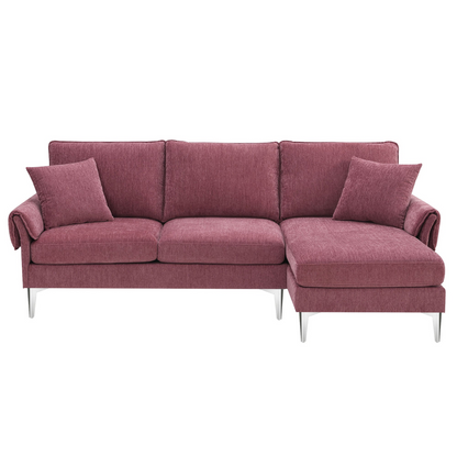 84 "Modern Chenille L-Shaped Sofa with Reversible Lounge,Convertible Sectional Couch Set,4 Seat Indoor Furniture with Reversible Chaise,Fit for Living Room, Apartment(2 Pillows)