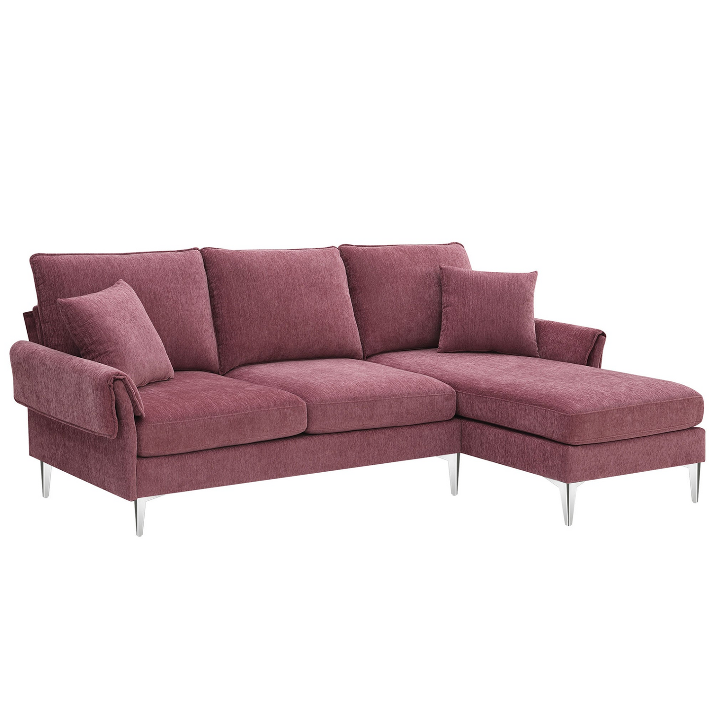 84 "Modern Chenille L-Shaped Sofa with Reversible Lounge,Convertible Sectional Couch Set,4 Seat Indoor Furniture with Reversible Chaise,Fit for Living Room, Apartment(2 Pillows)