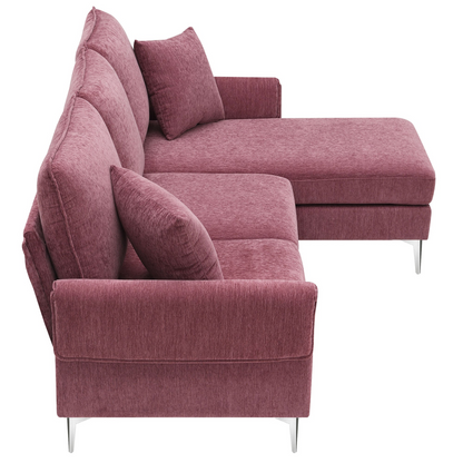 84 "Modern Chenille L-Shaped Sofa with Reversible Lounge,Convertible Sectional Couch Set,4 Seat Indoor Furniture with Reversible Chaise,Fit for Living Room, Apartment(2 Pillows)