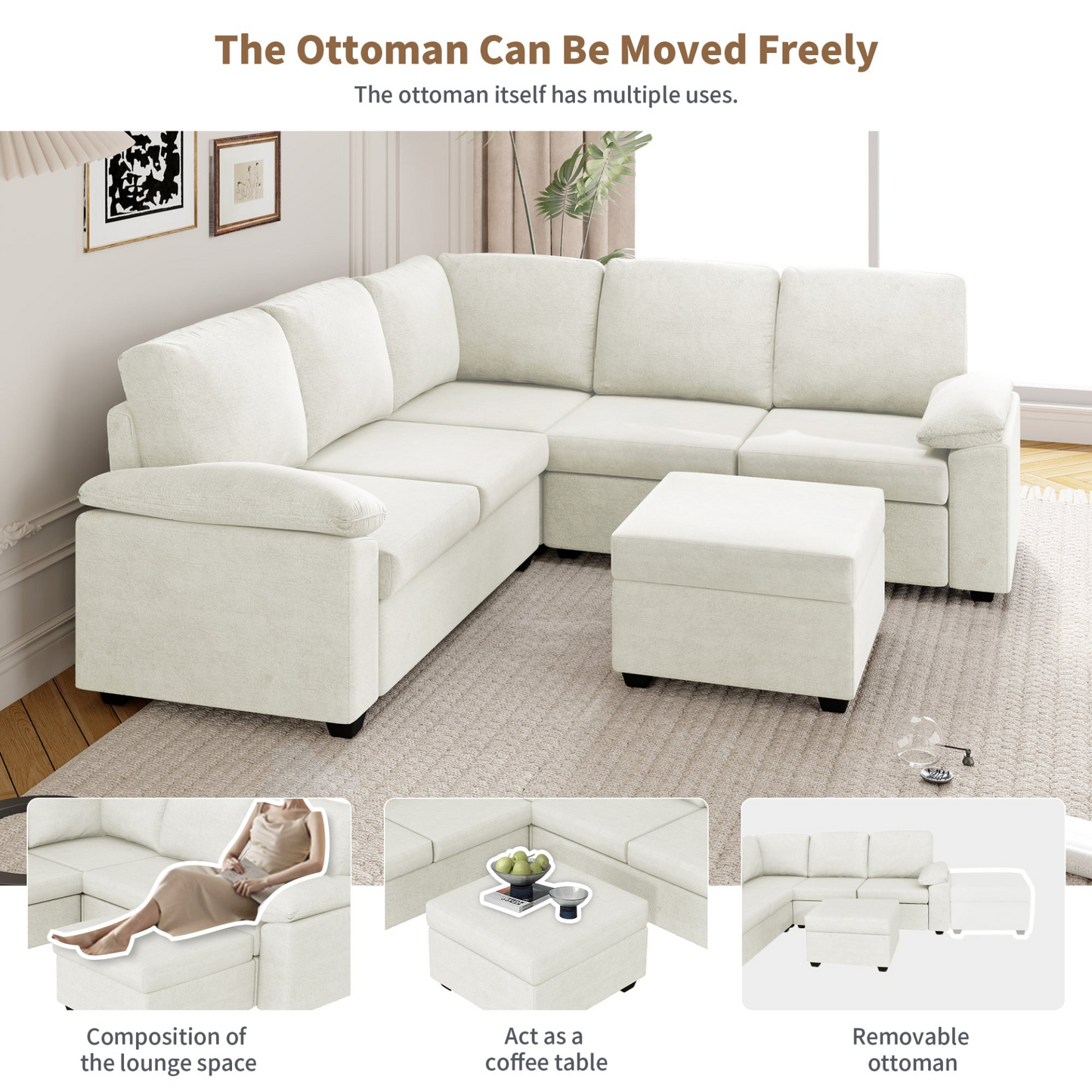84*84" Modern Velvet Sectional Sofa Set,Large U Shaped Upholstered Corner Couch with Ottoman,Armrest Pillow,6 Seat Indoor Furniture for Living Room,Apartment,Office,2 Colors