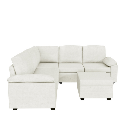 84*84" Modern Velvet Sectional Sofa Set,Large U Shaped Upholstered Corner Couch with Ottoman,Armrest Pillow,6 Seat Indoor Furniture for Living Room,Apartment,Office,2 Colors