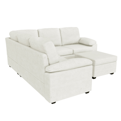 84*84" Modern Velvet Sectional Sofa Set,Large U Shaped Upholstered Corner Couch with Ottoman,Armrest Pillow,6 Seat Indoor Furniture for Living Room,Apartment,Office,2 Colors