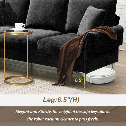 84 "Modern Chenille L-Shaped Sofa with Reversible Lounge,Convertible Sectional Couch Set,4 Seat Indoor Furniture with Reversible Chaise,Fit for Living Room, Apartment(2 Pillows)
