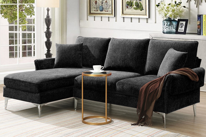 84 "Modern Chenille L-Shaped Sofa with Reversible Lounge,Convertible Sectional Couch Set,4 Seat Indoor Furniture with Reversible Chaise,Fit for Living Room, Apartment(2 Pillows)