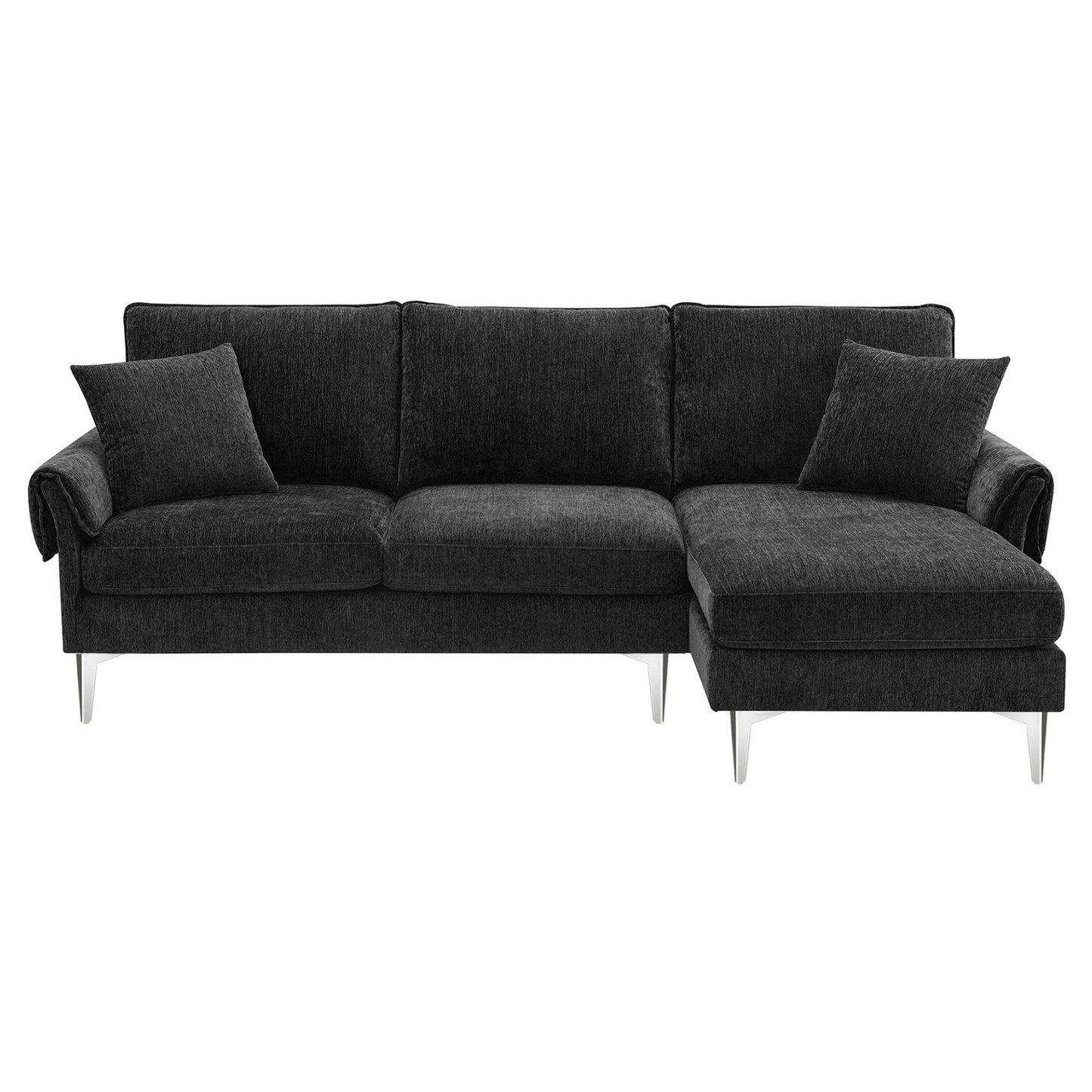 84 "Modern Chenille L-Shaped Sofa with Reversible Lounge,Convertible Sectional Couch Set,4 Seat Indoor Furniture with Reversible Chaise,Fit for Living Room, Apartment(2 Pillows)