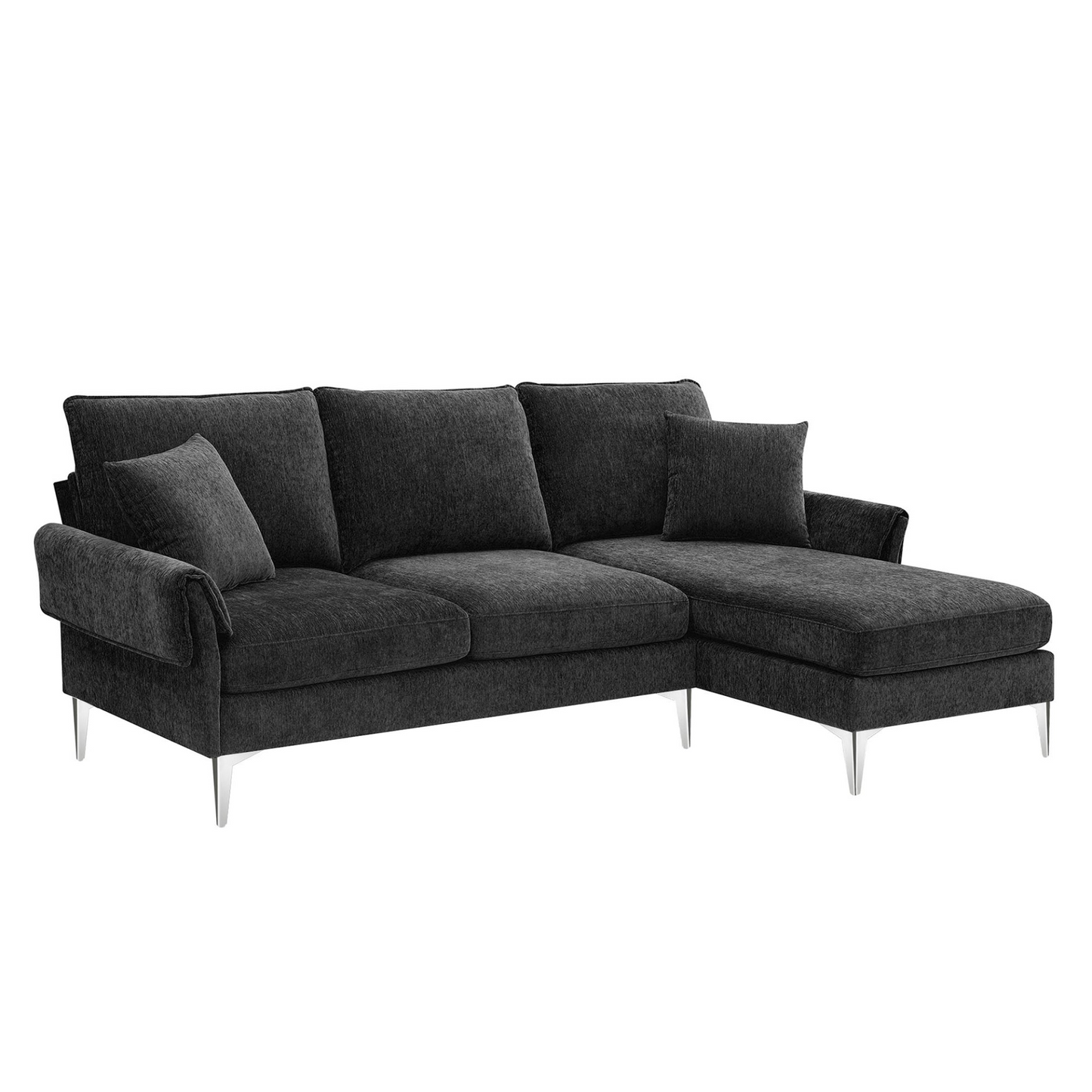 84 "Modern Chenille L-Shaped Sofa with Reversible Lounge,Convertible Sectional Couch Set,4 Seat Indoor Furniture with Reversible Chaise,Fit for Living Room, Apartment(2 Pillows)
