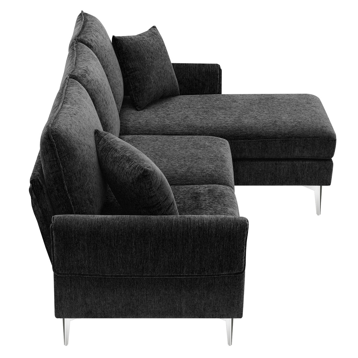 84 "Modern Chenille L-Shaped Sofa with Reversible Lounge,Convertible Sectional Couch Set,4 Seat Indoor Furniture with Reversible Chaise,Fit for Living Room, Apartment(2 Pillows)