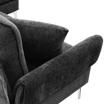 84 "Modern Chenille L-Shaped Sofa with Reversible Lounge,Convertible Sectional Couch Set,4 Seat Indoor Furniture with Reversible Chaise,Fit for Living Room, Apartment(2 Pillows)