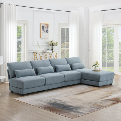 120*61" Oversized Deep Seat Sectional Sofa with Reversible Chaise,Loop Yarn Fabric 5-seat Armless Indoor Furniture,Convertible L-shaped Couch for Living Room,Apartment,3 Colors