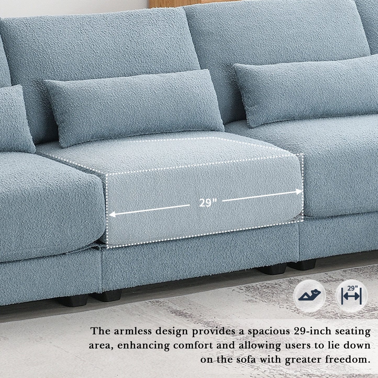 120*61" Oversized Deep Seat Sectional Sofa with Reversible Chaise,Loop Yarn Fabric 5-seat Armless Indoor Furniture,Convertible L-shaped Couch for Living Room,Apartment,3 Colors
