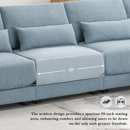 120*61" Oversized Deep Seat Sectional Sofa with Reversible Chaise,Loop Yarn Fabric 5-seat Armless Indoor Furniture,Convertible L-shaped Couch for Living Room,Apartment,3 Colors