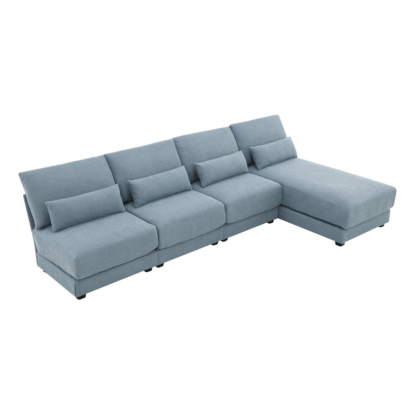 120*61" Oversized Deep Seat Sectional Sofa with Reversible Chaise,Loop Yarn Fabric 5-seat Armless Indoor Furniture,Convertible L-shaped Couch for Living Room,Apartment,3 Colors