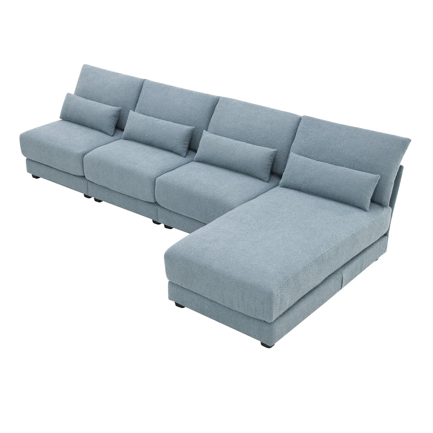 120*61" Oversized Deep Seat Sectional Sofa with Reversible Chaise,Loop Yarn Fabric 5-seat Armless Indoor Furniture,Convertible L-shaped Couch for Living Room,Apartment,3 Colors