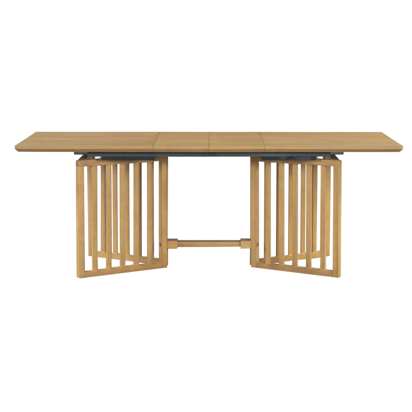 Farmhouse 9-Piece 83.9inch Extendable Dining Table Set with 2 12-inch Removable Leaves and 8 Upholstered Dining Chairs, Natural