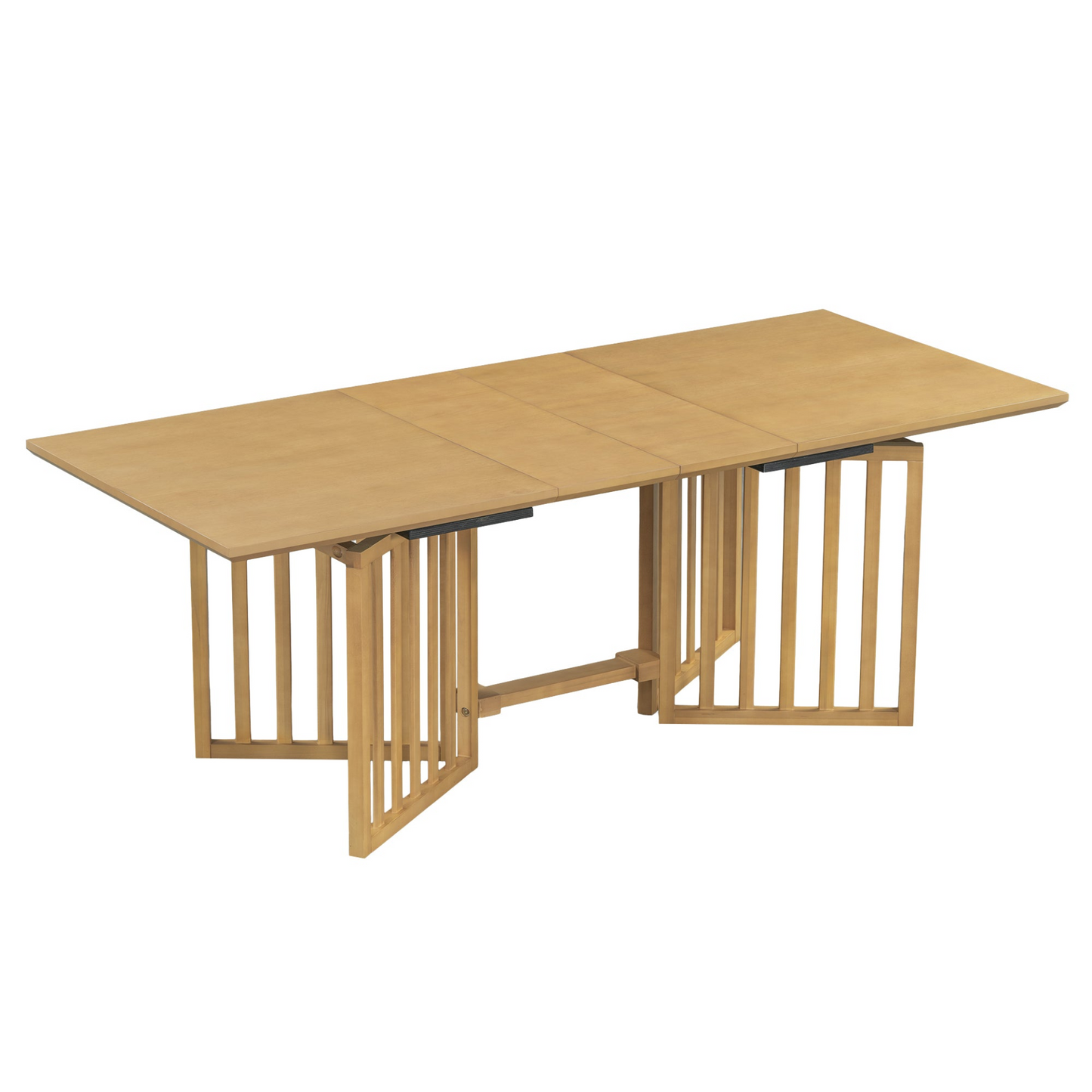 Farmhouse 9-Piece 83.9inch Extendable Dining Table Set with 2 12-inch Removable Leaves and 8 Upholstered Dining Chairs, Natural