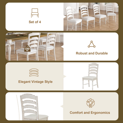Vintage Traditional 6-Piece 82.7inch Extendable Dining Table Set with 23.6inch Removable Leaf, 50.4inch Upholstered Dining Bench and 4 Chairs for 6, Brown+Cream