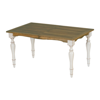 Vintage Traditional 6-Piece 82.7inch Extendable Dining Table Set with 23.6inch Removable Leaf, 50.4inch Upholstered Dining Bench and 4 Chairs for 6, Brown+Cream
