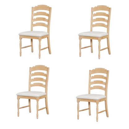Vintage Traditional 4-Piece Upholstered Dining Chairs, Serrated Dining Backs, Natural