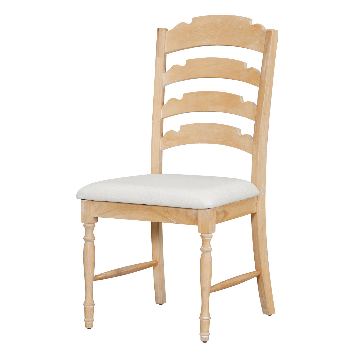Vintage Traditional 4-Piece Upholstered Dining Chairs, Serrated Dining Backs, Natural