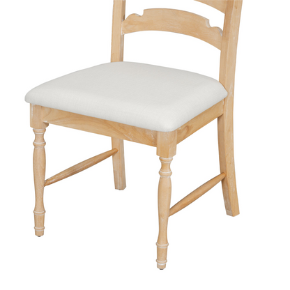 Vintage Traditional 4-Piece Upholstered Dining Chairs, Serrated Dining Backs, Natural