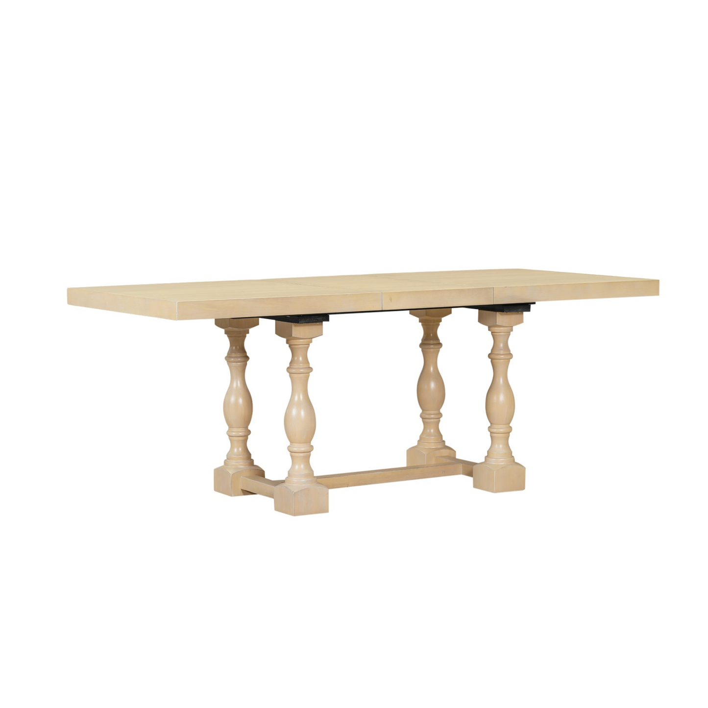 Traditional 6-Piece 78inch Trestle Extendable Dining Table Set with One 18inch Removable Leaf, Padded Dining Chairs and Bench,Natural