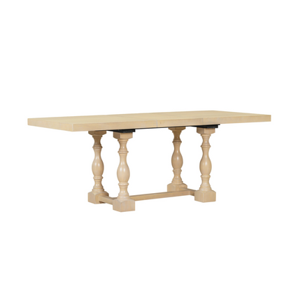 Traditional 6-Piece 78inch Trestle Extendable Dining Table Set with One 18inch Removable Leaf, Padded Dining Chairs and Bench,Natural