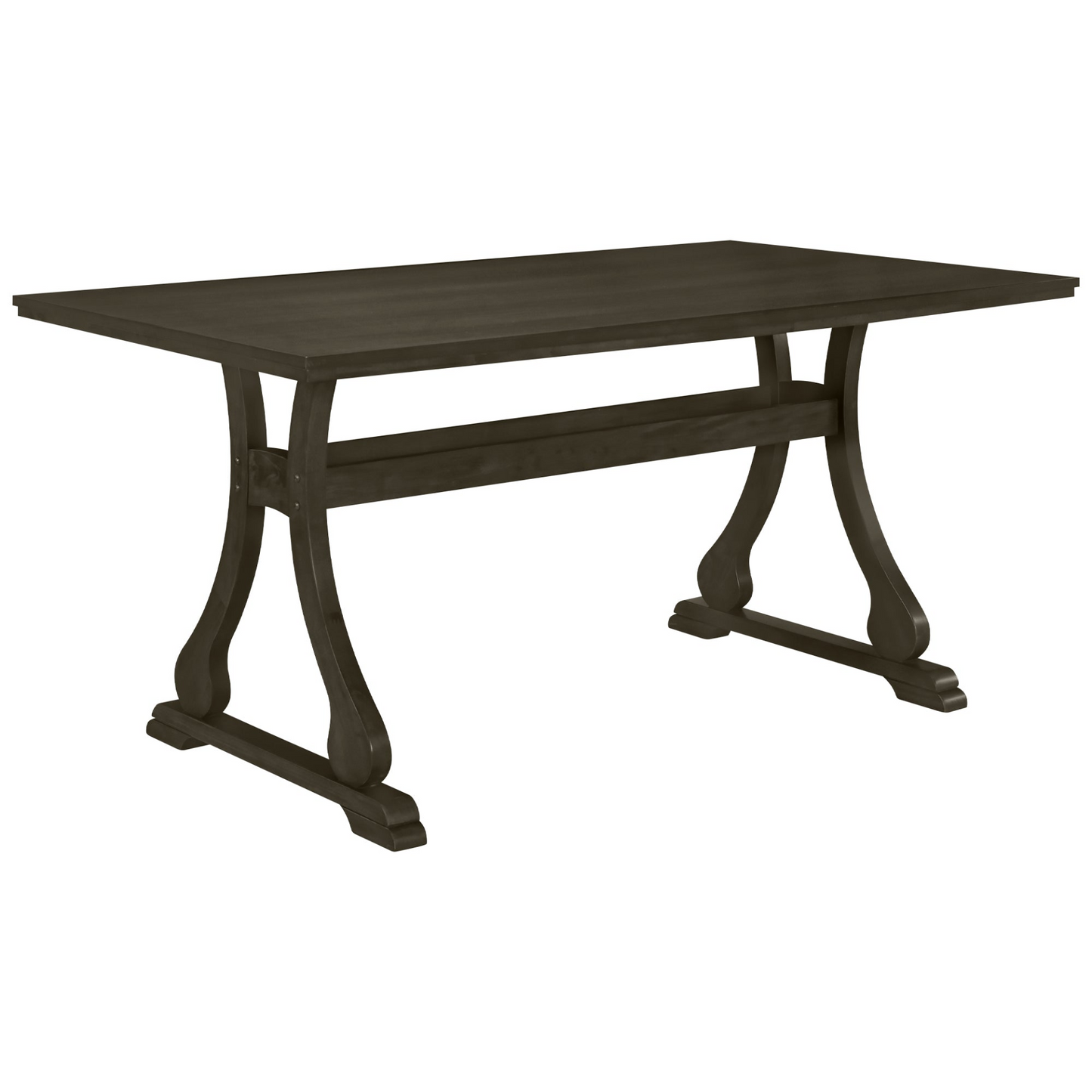 Retro 7-Piece Trestle Dining Table Set with Upholstered Dining Chairs, Smooth Dining Backs for Dining Room, Living Room, Kitchen, Gray