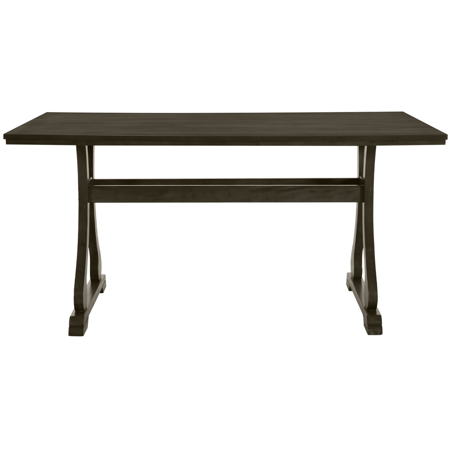 Retro 7-Piece Trestle Dining Table Set with Upholstered Dining Chairs, Smooth Dining Backs for Dining Room, Living Room, Kitchen, Gray