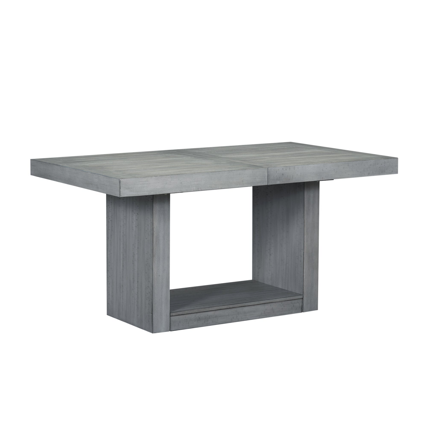 Contemporary 6-Piece 78inch Extendable Pedestal Dining Table Set with 18inch Removable Leaf and Dining Bench, 4 Upholstered Dining Chairs, Gray