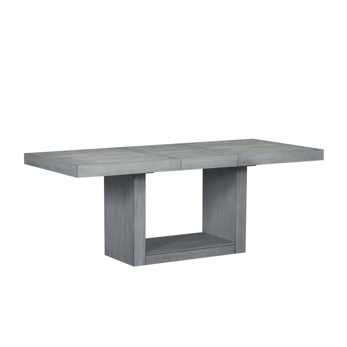 Contemporary 6-Piece 78inch Extendable Pedestal Dining Table Set with 18inch Removable Leaf and Dining Bench, 4 Upholstered Dining Chairs, Gray