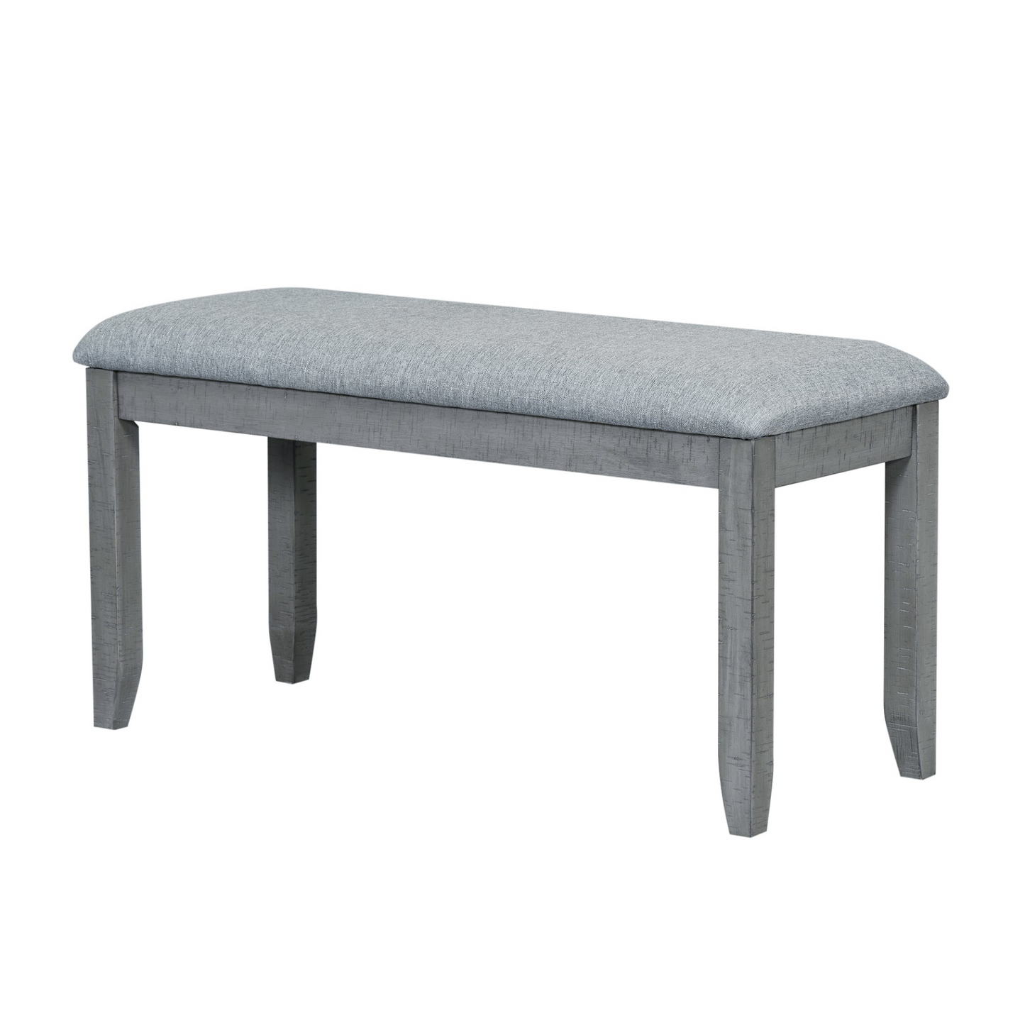 Contemporary 6-Piece 78inch Extendable Pedestal Dining Table Set with 18inch Removable Leaf and Dining Bench, 4 Upholstered Dining Chairs, Gray