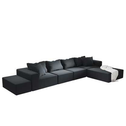 Modern Upholstered Sectional Sofa Couch Set,Modular 132" L Shaped Sectional Living Room Sofa Set With 6 Pillows,Free Combination Sofa Couch for Living Room,Bedroom