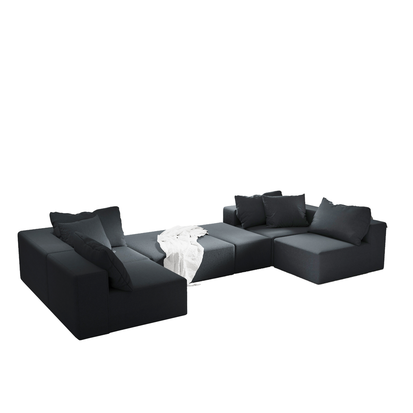 Modern Upholstered Sectional Sofa Couch Set,Modular 132" L Shaped Sectional Living Room Sofa Set With 6 Pillows,Free Combination Sofa Couch for Living Room,Bedroom