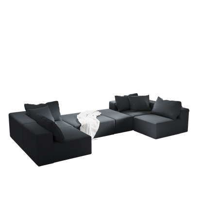 Modern Upholstered Sectional Sofa Couch Set,Modular 132" L Shaped Sectional Living Room Sofa Set With 6 Pillows,Free Combination Sofa Couch for Living Room,Bedroom
