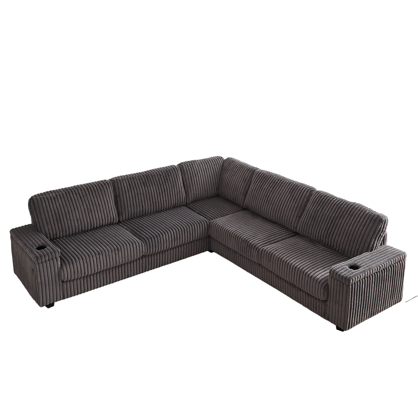 110-Inch Oversized Corduroy Corner Sofa,L Shaped Corner Couch with two storage spaces,USB port & T-pyce port and Cup-holder , Deep Seat Comfy Upholstered Couches for Living Room(Not freely combinable)