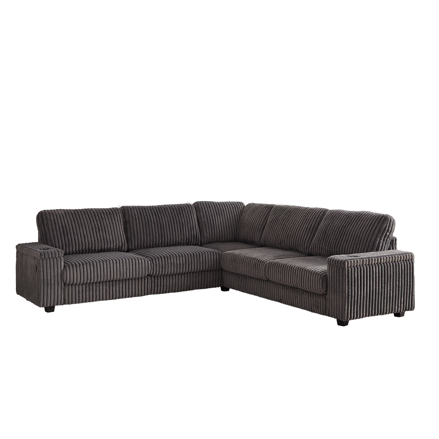 110-Inch Oversized Corduroy Corner Sofa,L Shaped Corner Couch with two storage spaces,USB port & T-pyce port and Cup-holder , Deep Seat Comfy Upholstered Couches for Living Room(Not freely combinable)