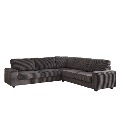 110-Inch Oversized Corduroy Corner Sofa,L Shaped Corner Couch with two storage spaces,USB port & T-pyce port and Cup-holder , Deep Seat Comfy Upholstered Couches for Living Room(Not freely combinable)