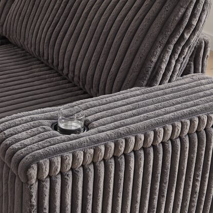 110-Inch Oversized Corduroy Corner Sofa,L Shaped Corner Couch with two storage spaces,USB port & T-pyce port and Cup-holder , Deep Seat Comfy Upholstered Couches for Living Room(Not freely combinable)