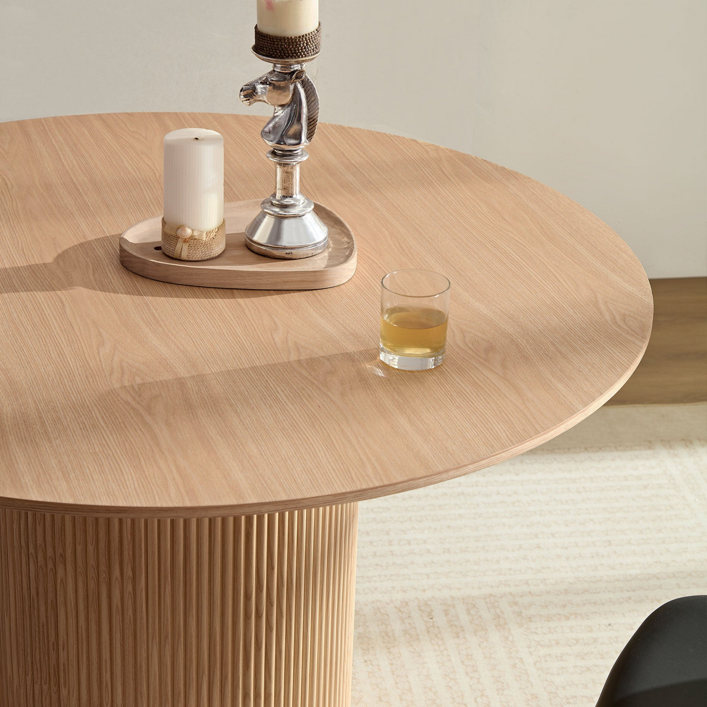47,24 inch MDF Dining Table for Dining Room  Round Dinner Tables Mid-Century Modern Table OAK