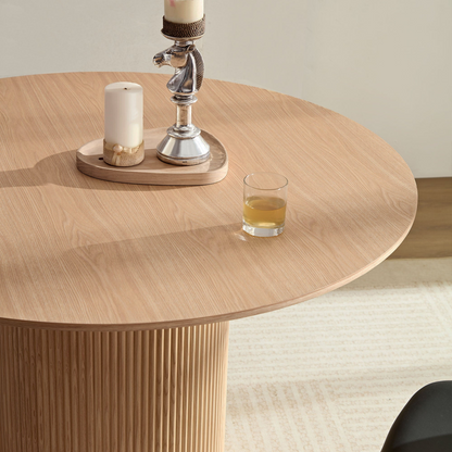 47,24 inch MDF Dining Table for Dining Room  Round Dinner Tables Mid-Century Modern Table OAK