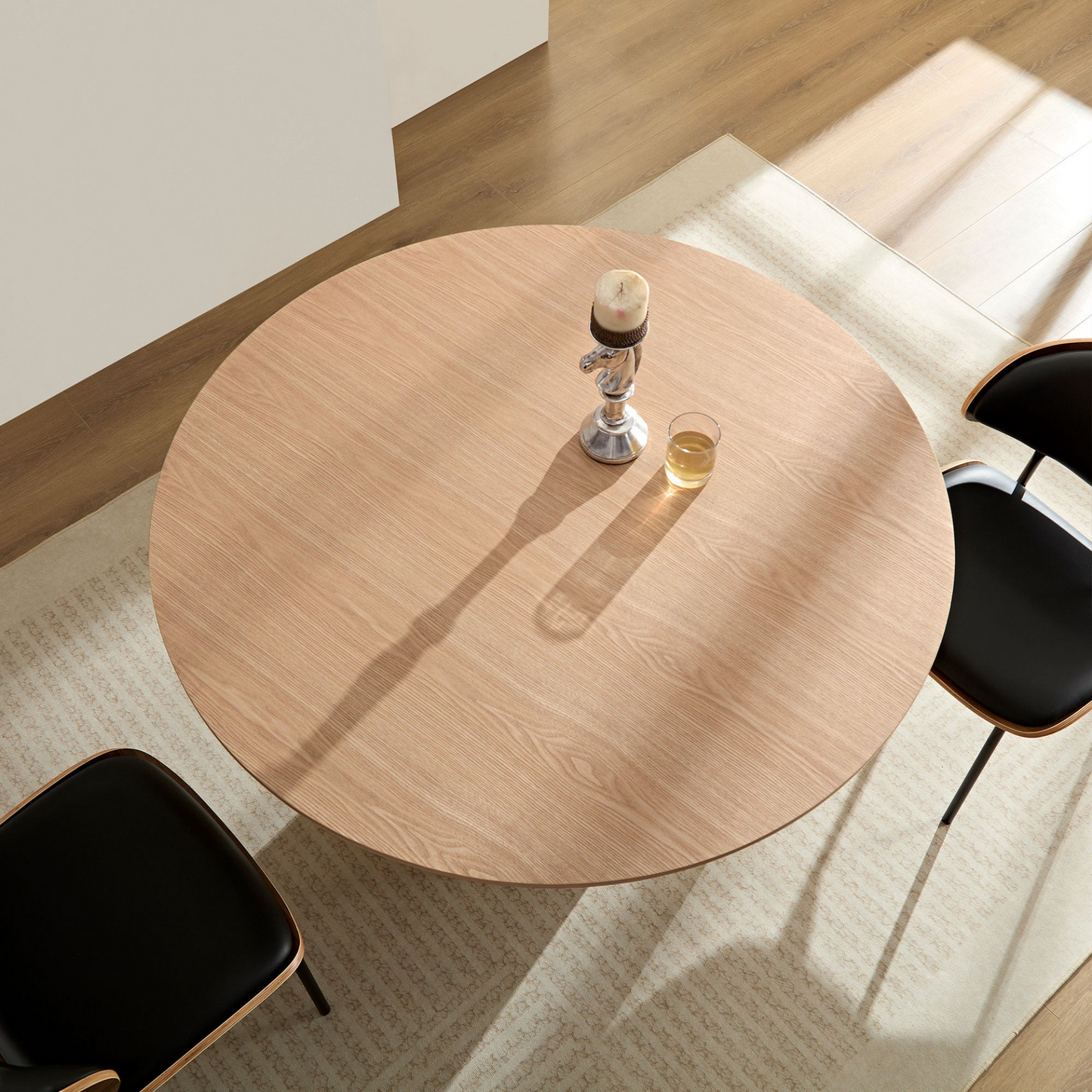 47,24 inch MDF Dining Table for Dining Room  Round Dinner Tables Mid-Century Modern Table OAK